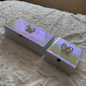 Iridescent Jewelry Boxes with Butterfly Accents
